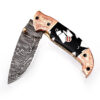 White Deer Executive Zebra Series Damascus Folding Knife Brass & Copper File work