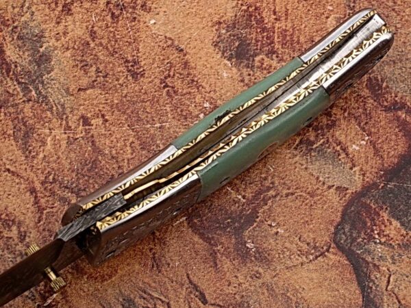 Magnum Trailmaster Damascus Folding Knife ENGRAVED Steel Bolster Composite Grip