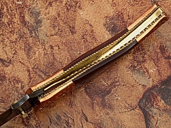 Executive Series MAGNUM COMBLOCK Damascus Folding Knife Bakelite Solid Copper ENGRAVED Bolstered