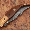 Executive Series MAGNUM COMBLOCK Damascus Folding Knife Bakelite Solid Copper ENGRAVED Bolstered