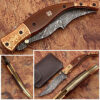 Executive Series MAGNUM COMBLOCK Damascus Folding Knife Bakelite Solid Copper ENGRAVED Bolstered