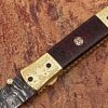 Signature Executive Series Italian-Style Damascus Folding Knife ENGRAVED Brass Bolster Rainwood Grip