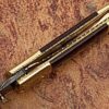 Signature Executive Series Italian-Style Damascus Folding Knife ENGRAVED Brass Bolster Rainwood Grip