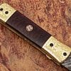 Signature Executive Series Italian-Style Damascus Folding Knife ENGRAVED Brass Bolster Rainwood Grip