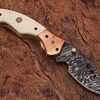 WHITE DEER Executive Series Damascus Folding Knife Rose Copper Bolster Bison Grip