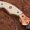 WHITE DEER Executive Series Damascus Folding Knife Rose Copper Bolster Bison Grip
