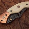 WHITE DEER Executive Series Damascus Folding Knife Rose Copper Bolster Bison Grip