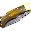 White Deer Executive Series Damascus Folding Knife Camel Bone Handle