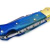 White Deer Executive Series Damascus Folding Knife Blue Camel Bone Handle