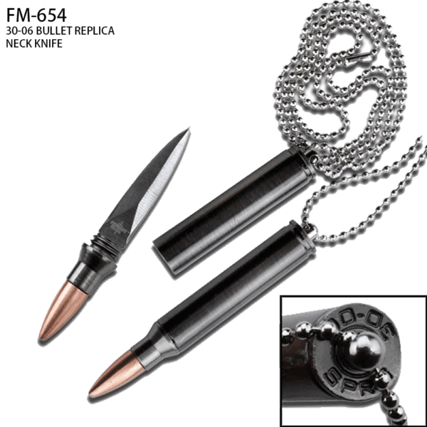 Fantasy Master 30-06 Bullet Replica Neck Knife w Chain