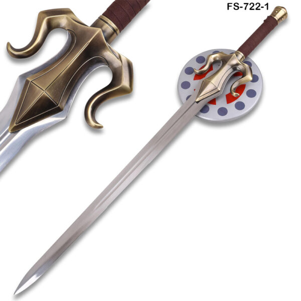 Elven Guardian Fantasy Sword with Ornate Wall Display Plaque & Leather Sheath