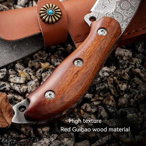 Crocodile Tooth Pattern  Hunting Knife Wood Handle Sharp Edge  9.5 inches