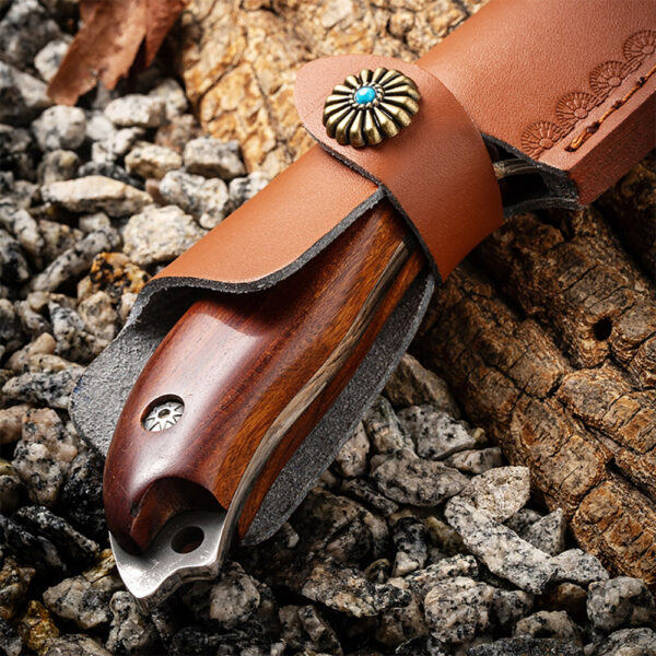 Crocodile Tooth Pattern  Hunting Knife Wood Handle Sharp Edge  9.5 inches