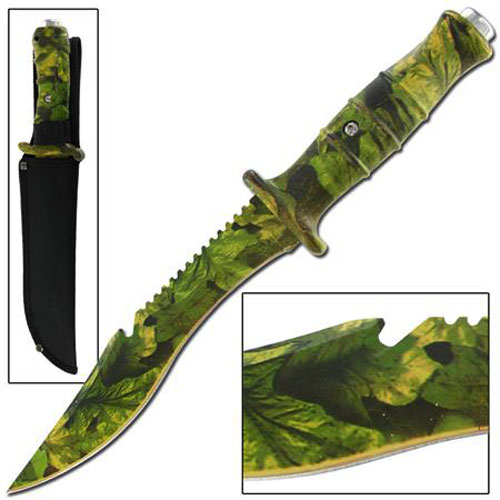 Jungle Survival Outdoor Hunter Army Camo Bowie Knife