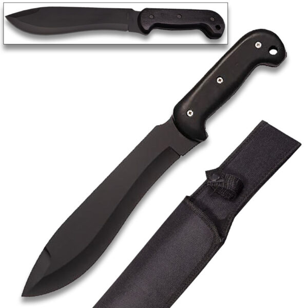 Shadow Fang Tactical Machete Knife Full Tang Blacked-Out Survival Blade w/ Sheath