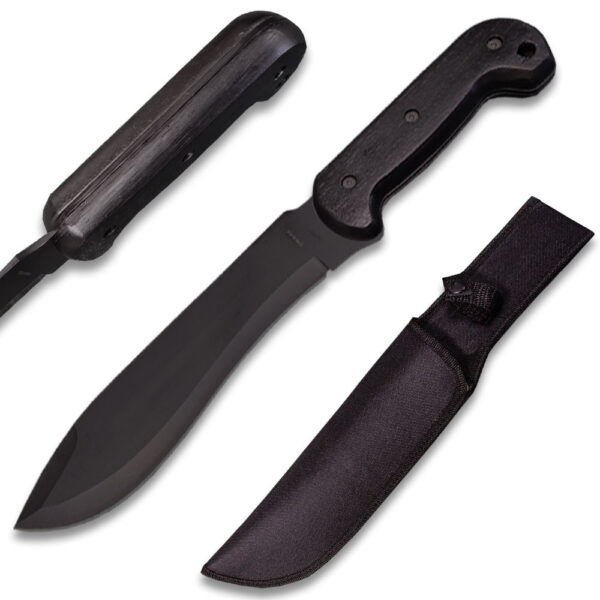 Shadow Fang Tactical Machete Knife Full Tang Blacked-Out Survival Blade w/ Sheath