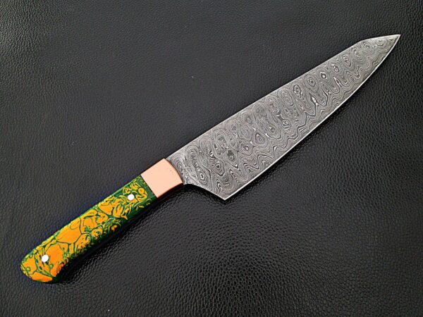Pacific Rim Santoku Forged Chef Knife Resin Grips Damascus 1095 HC Steel by White Deer