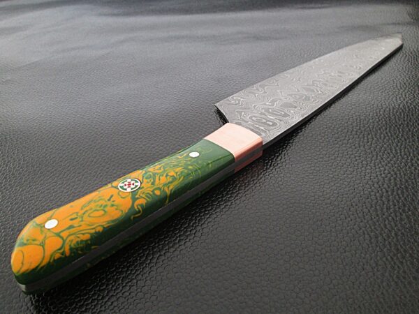 Pacific Rim Santoku Forged Chef Knife Resin Grips Damascus 1095 HC Steel by White Deer