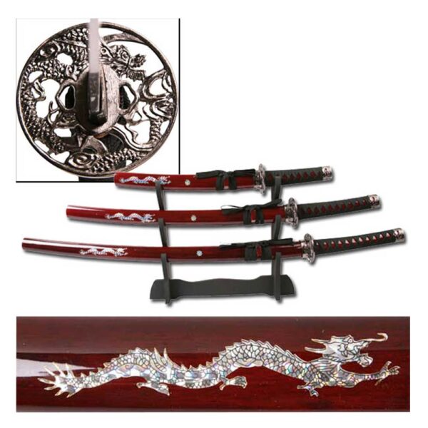 Japanese Samurai Practical Sword Set Red