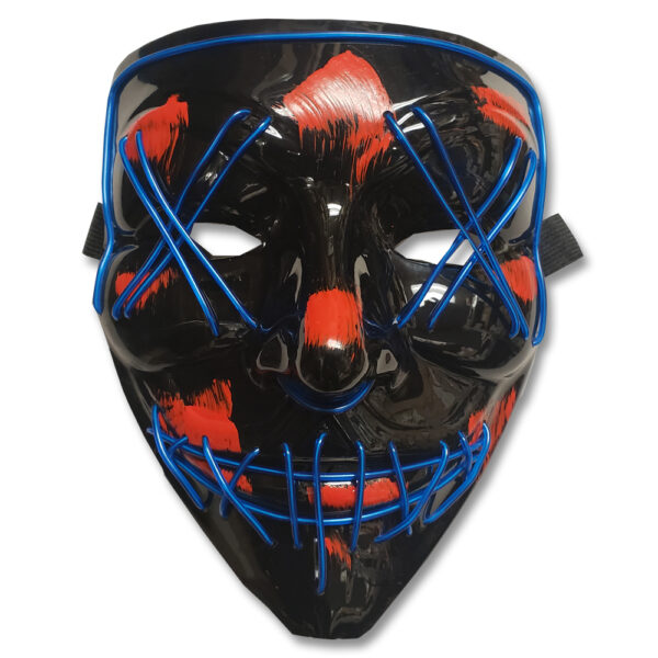 EL Wire Ghost Mask Slit Mouth Light Up Glowing LED Mask Halloween Cosplay Glowing Blue