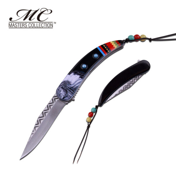 MC MASTERS COLLECTION American Indian Styled Spring Assisted Knife 3CR13 Steel