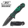 Masters Collection TACTICAL Knife Green Black Skull Tanto GLASS Breaker Rescue