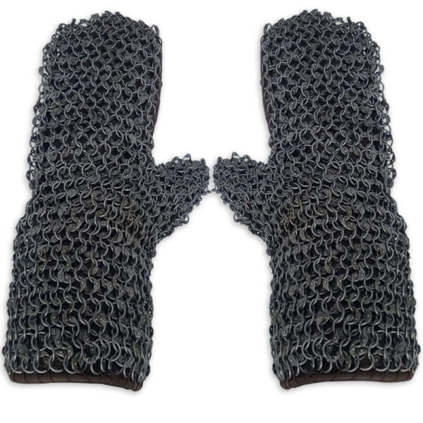 Medieval Riveted Chainmail Padded Gauntlets Gloves Mittens 16ga Carbon Steel