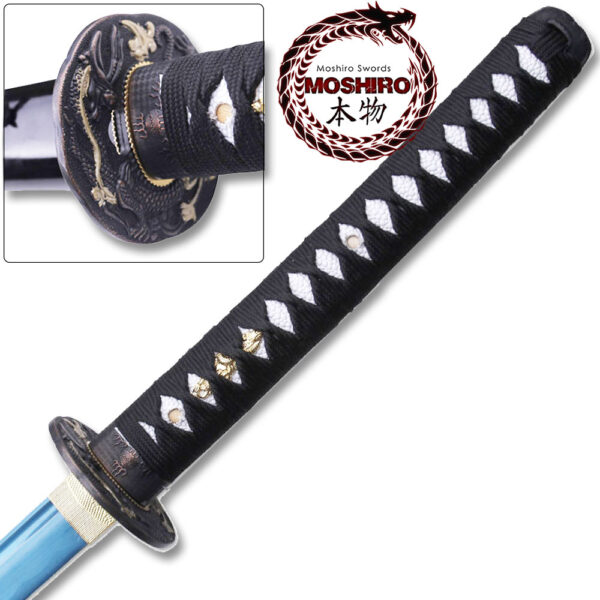 MOSHIRO 1045 High Carbon Steel Blue Blade  Katana Sword