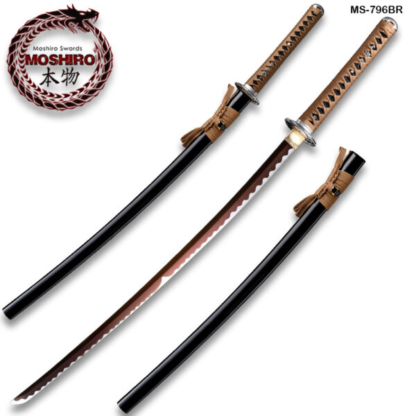 Hand Forged MOSHIRO 1045 High Carbon Steel Black Engraved Scabbard