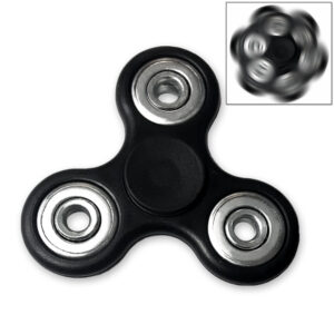 Fidget Tri-Spinner Black EDC All-Metal Weighted Bearing ADHD Focus Stress Reliever Hand Toys