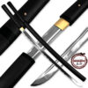 MOSHIRO Shirasaya Functional Katana Bushido Ebony Sword Full Tang Battle Ready