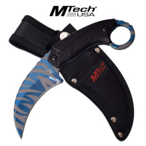 MTech USA Blue Line Tiger Stripes Karambit Survival Knife Tactical Duty Blade