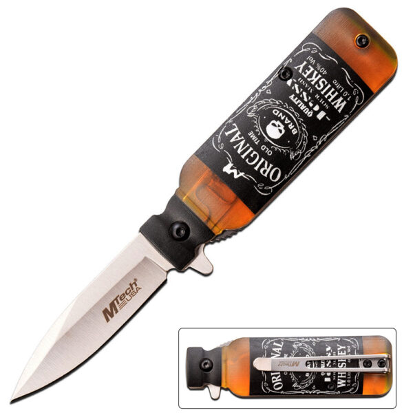 Bar Collection Pocket Knife Whiskey Bottle Design Spring Assisted Knife