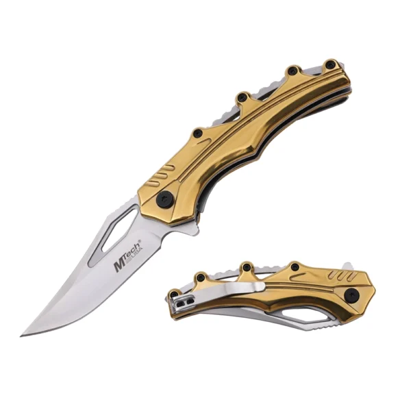 Mtech Spring Assisted  Titanium Finish Handle