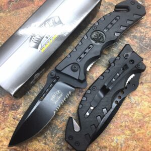 MASTER USA Skull Medallion Black Tactical Hunting Rescue Pocket Knife MU-A010BK