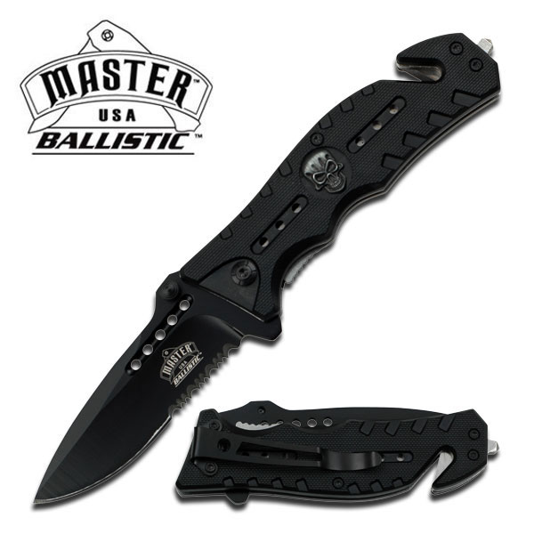 MASTER USA Skull Medallion Black Tactical Hunting Rescue Pocket Knife MU-A010BK