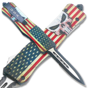 American Punisher OTF Knife Double Edge Serrated Blade