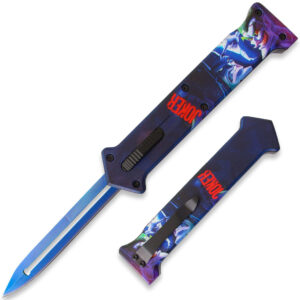 3 D Print  Handle JOKER" Blue Single Edge Blade OTF Knife Out The Front Limited Edition