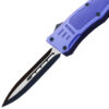Purple Legacy Edge OTF Knife Spear Point, Double Edged Blade