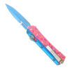 Double Edge OTF Knife With Tactical Rainbow Blade Candy Sprinkles Orange Handle