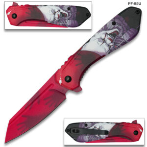 Chainsaw Skull Graphic Tanto Folding Knife
