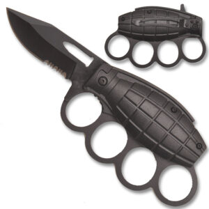 Frag Out!  Grenade Knuckle Spring Assist Knife