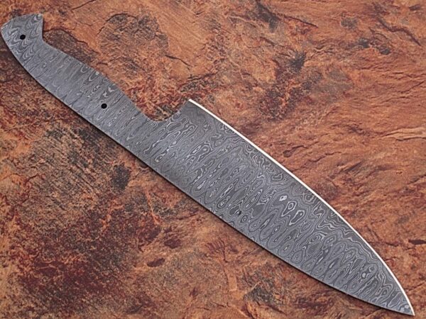 WHITE DEER Damascus Full Tang Ladder Pattern Blank Chef Knife - Ltd.Edition 5