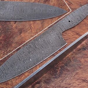 WHITE DEER Damascus Full Tang Ladder Pattern Blank Chef Knife - Ltd.Edition 5