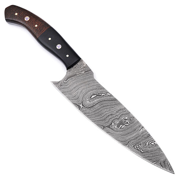 Handmade Damascus Steel Chef Knife Black & Brown Micarta Wood Handle