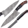Handmade Damascus Steel Chef Knife Black & Brown Micarta Wood Handle
