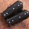 Biker Leather Cuffs (pair) Iron Cross Bracers Arm Armor Harley Black Studded