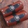 Medieval Leather Bracers Armor Celtic Light Brown Genuine Pointed Top Fantasy Cuff