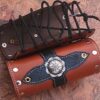 Medieval Leather Bracers Armor Celtic Light Brown Genuine Pointed Top Fantasy Cuff