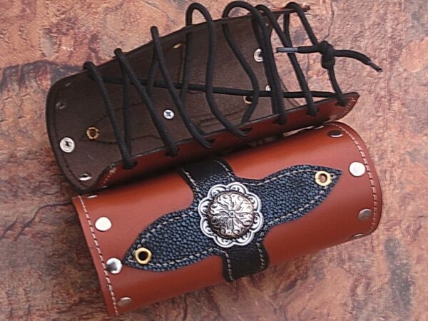 Medieval Leather Bracers Armor Celtic Light Brown Genuine Pointed Top Fantasy Cuff